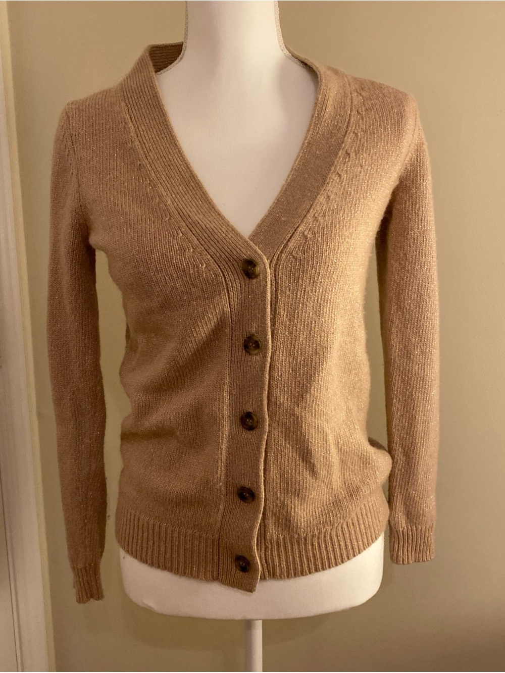 Ann Taylor Petite Knit Sweater in Camel Beige